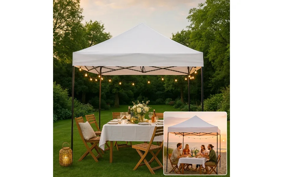 Pavillon Havepavillon 3 X 3 Meter, Hvid Eller Sort - Hvid