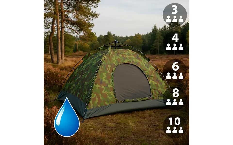 Quick-up Camouflagetelt Til 3 - 8 Personer