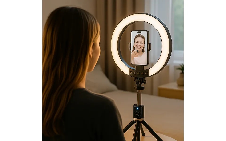 Ring Light Med Remote & Stativ - 3 Farvetemperaturer