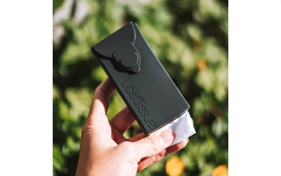 Lommetørklædeholder Med Bomuldslommetørklæder - Sort