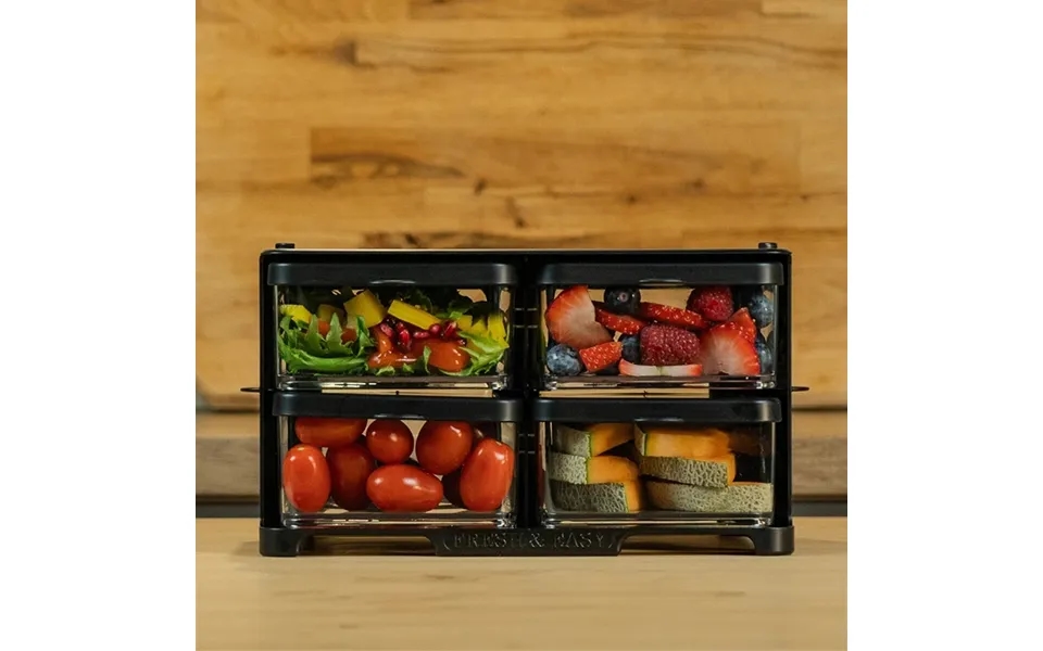 Reol Med Skuffer Til Køleskabet - Large Sort