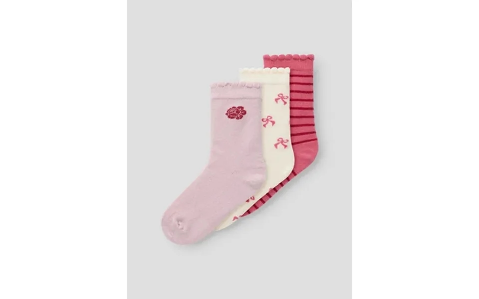 Name It 3-pak Strømper Kimi Cloud Dancer Burnished Lilac Rapture Rose