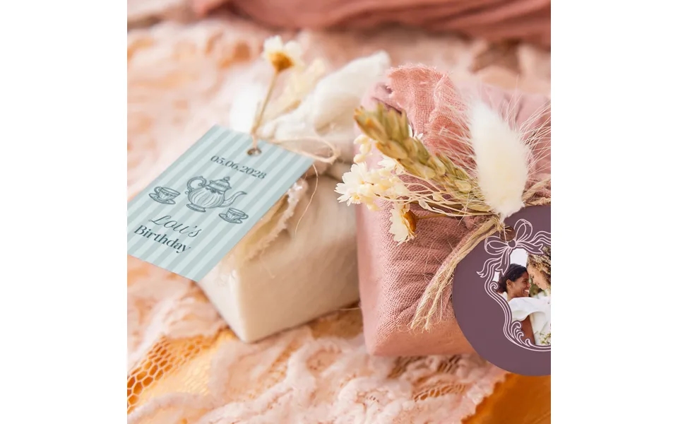 Smartphoto Sæber I Lyserøde Stofindpakninger Med Rektangulært Mærke Sæt Á 6