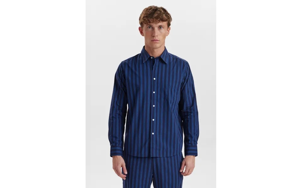 Jbs Of Denmark Pyjamas Skjorte I Navy Med Stribet Mønster - Unisex
