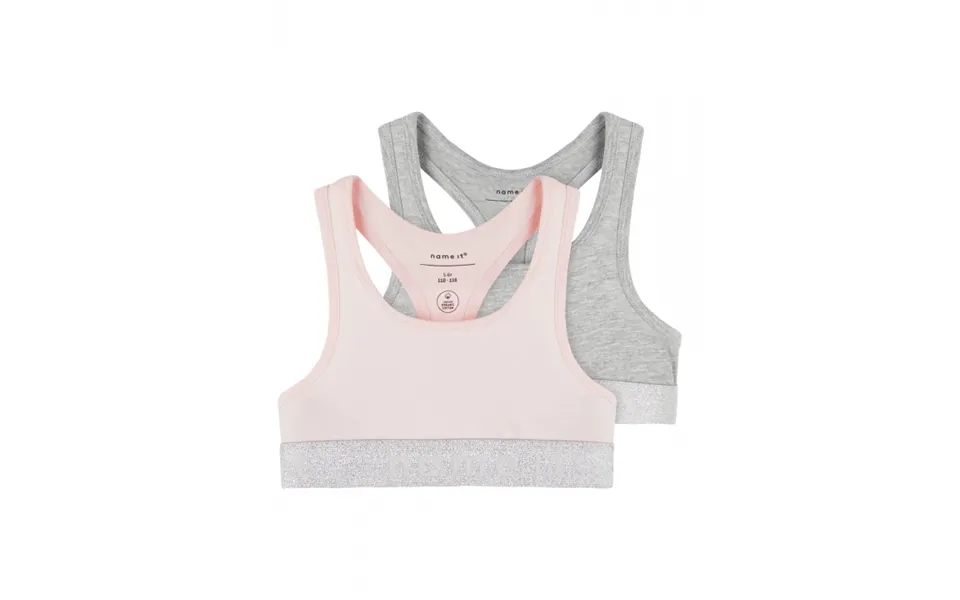 Name It 2-pak Top Bralette I Lyserød Og Grå Til Piger