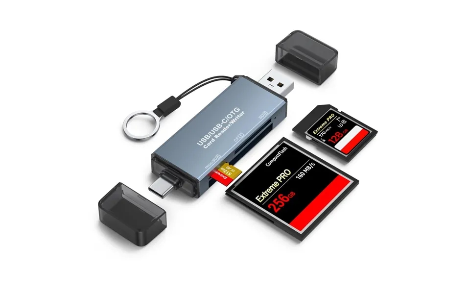 2-i-1 Kortlæser Med Usb-c & Usb 3.0. Usb Usb-c Otg Til Cf - Sd & Microsd Kort