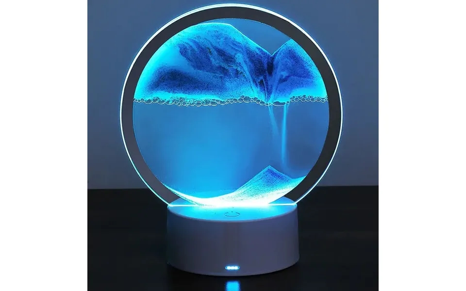 3d Led Lampe Med Dynamisk Bevægeligt Sand. Farveskift Mellem 7 Farver