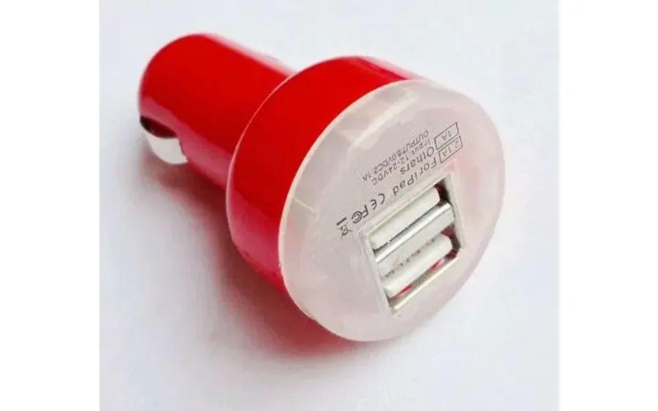 Dual Usb Billader Til Telefon - Tablet Mm. Rød.