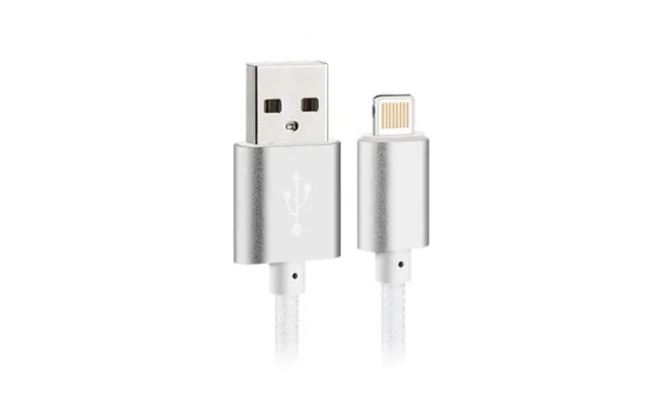 Flettet Lightning Kabel Til Iphone & Ipad. 1 M. Silver.