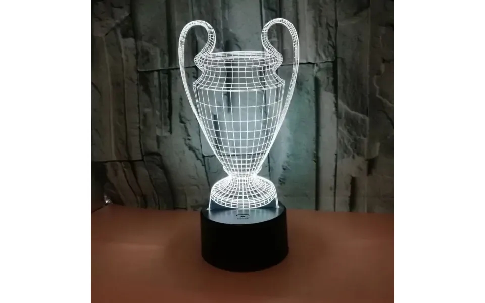 Flot Fodbold 3d Lampe. Champions League Pokalen. Farveskift Mellem 7 Farver