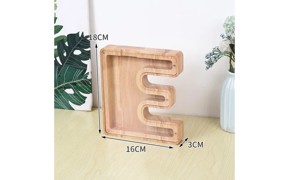 Flot Personlig Træbogstav Sparegris. Bogstav - E.