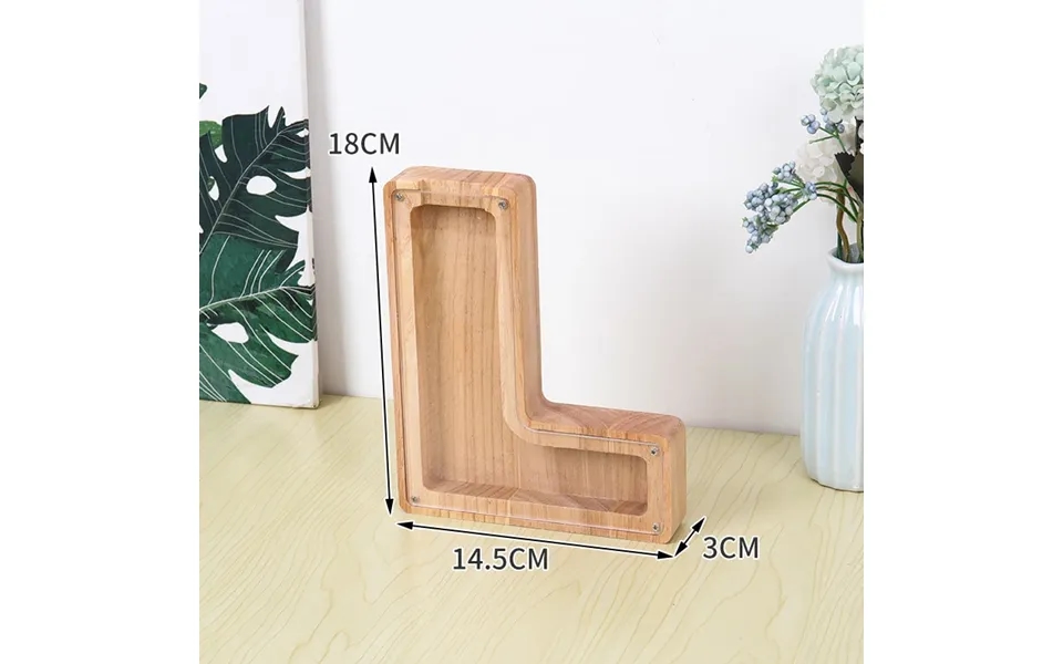 Flot Personlig Træbogstav Sparegris. Bogstav - L.