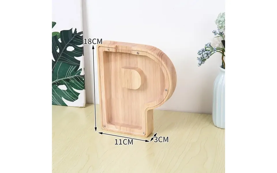 Flot Personlig Træbogstav Sparegris. Bogstav - P.