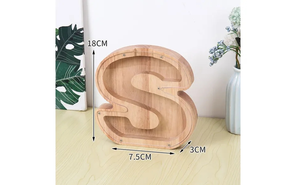 Flot Personlig Træbogstav Sparegris. Bogstav - S.