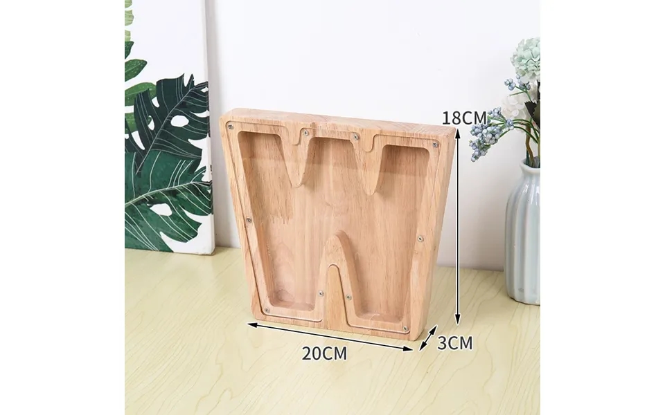 Flot Personlig Træbogstav Sparegris. Bogstav - W.