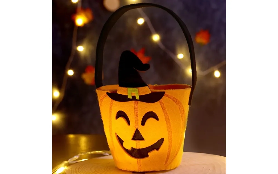 Græskarspand I Filt. Perfekt Slikspand Til Trick Or Treat. Ngd-08