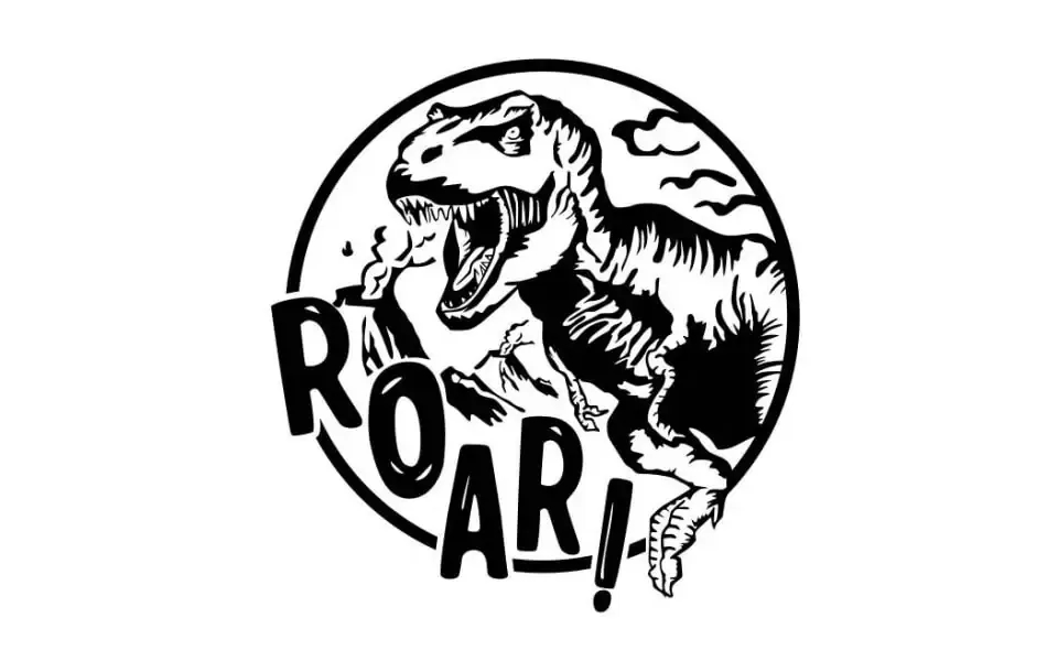 Roar Dinosaurus Wallsticker. På Vej Ind På Værelset. 58x61cm