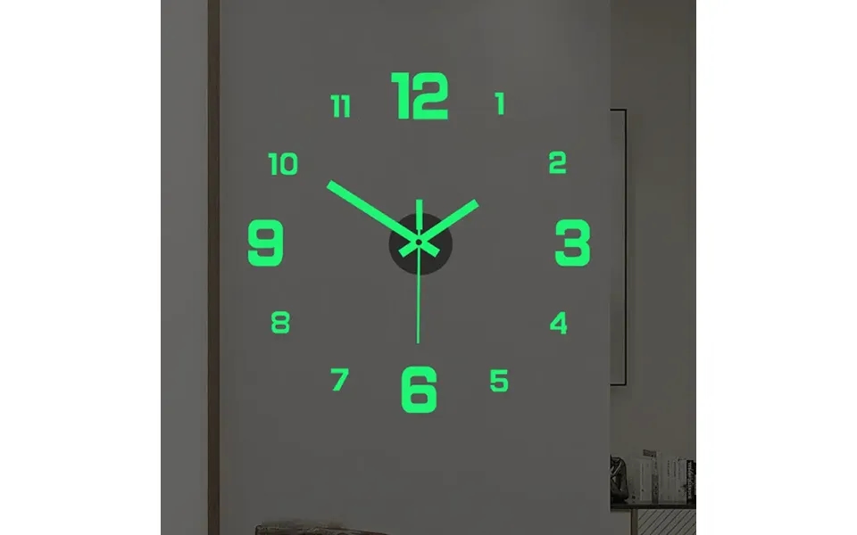 Selvlysende Selvklæbende Diy Ur Til Væggen. Vægur Du Kan Placere Hvor Du Vil