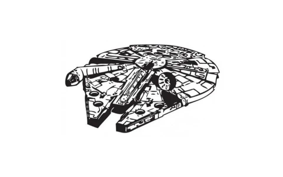 Star Wars Wallsticker. Tusindårsfalken. Sort Hvid. 57x88cm