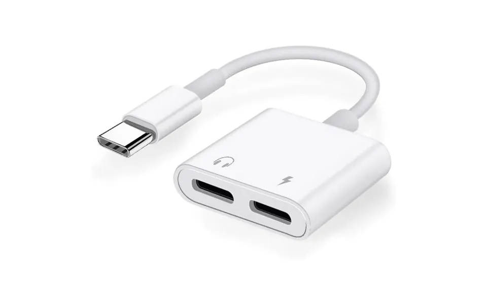 Usb-c Splitter. Dual Opladning Og Earphone Adapter. Usb-c Til Usb-c Splitter