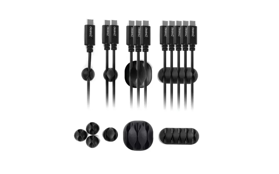 Desire2 Kabelclips Tidy 10pak 4x1,2x2,2x3 & 2x4 Kabler Sort