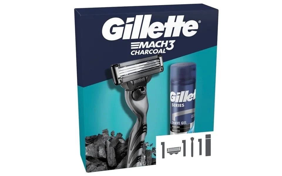 Gillette Giftset Gillette Mach3 Charcoal 2pcs