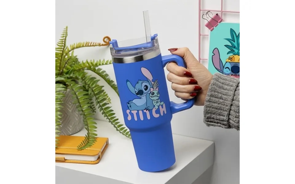 Paladone Stitch Blue 900 Ml Multiway Travel Cup Og Sugerør