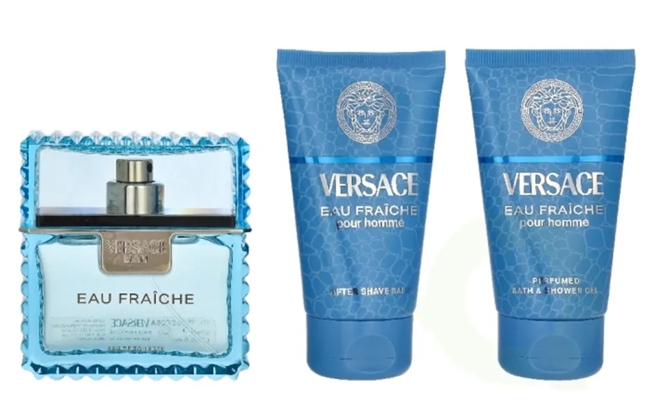 Versace Eau Fraiche Giftset 150 Ml Edt Spray 50ml Bath & Shower Gel 50ml Aftershave Balm 50ml