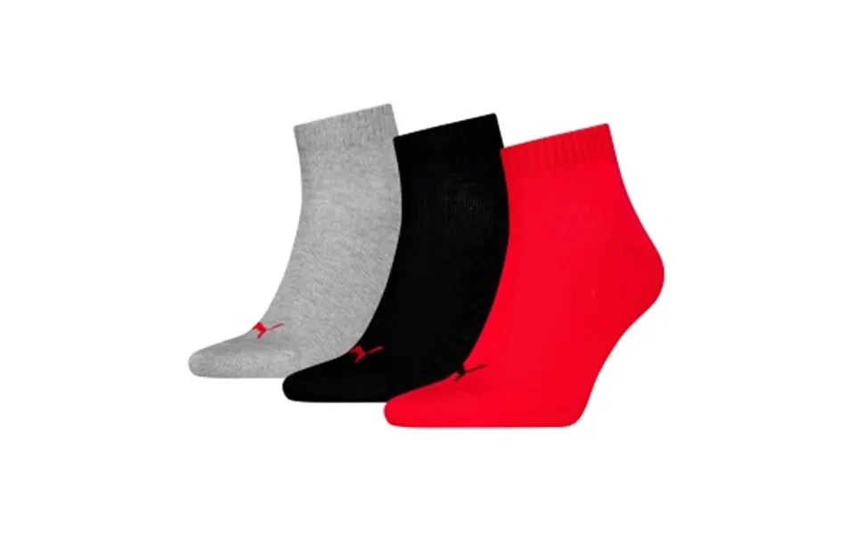 Puma Strømper 3p Quarter Socks Rød Grå Str 47 49