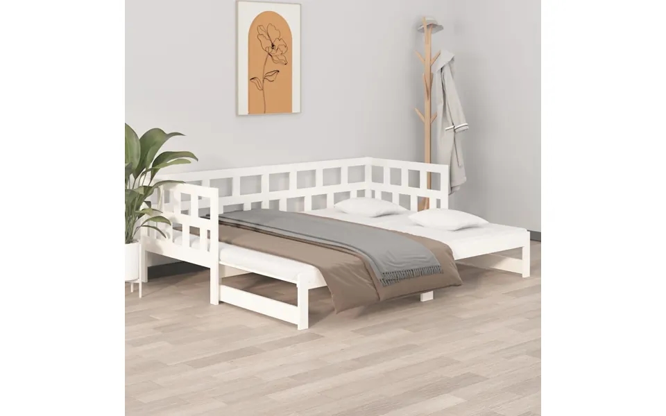 Vidaxl Daybed Med Udtræk 2x 80x200 Cm Massivt Fyrretræ Hvid