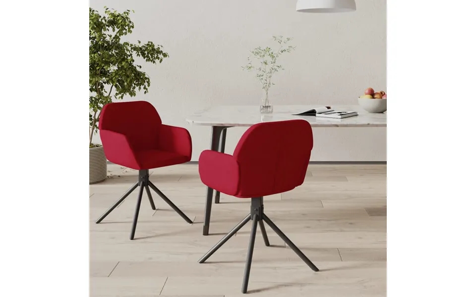 Vidaxl Drejelige Spisebordsstole 2 Stk. Fløjl Vinrød