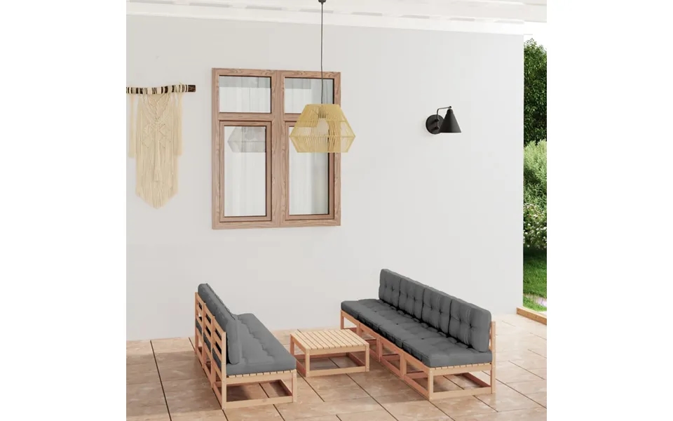 Vidaxl Loungesæt Til Haven 8 Dele Med Hynder Massivt Fyrretræ