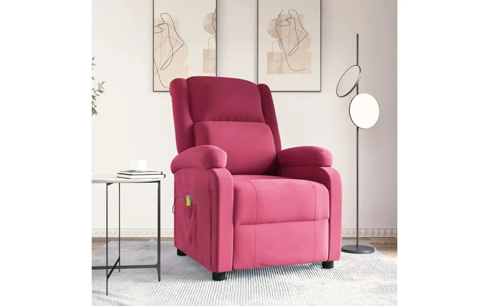 Vidaxl Massagestol Velour Vinrød