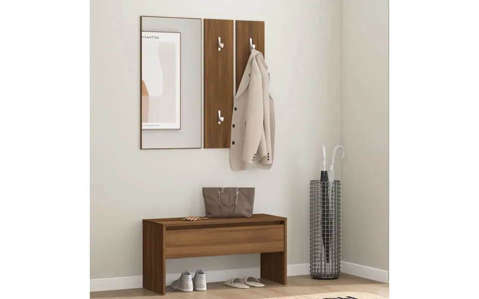 Vidaxl Møbelsæt Til Entré Konstrueret Træ Brun Egetræsfarve