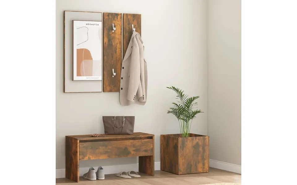 Vidaxl Møbelsæt Til Entré Konstrueret Træ Røget Egetræsfarvet