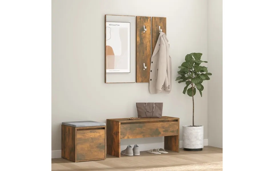 Vidaxl Møbelsæt Til Entré Konstrueret Træ Røget Egetræsfarvet