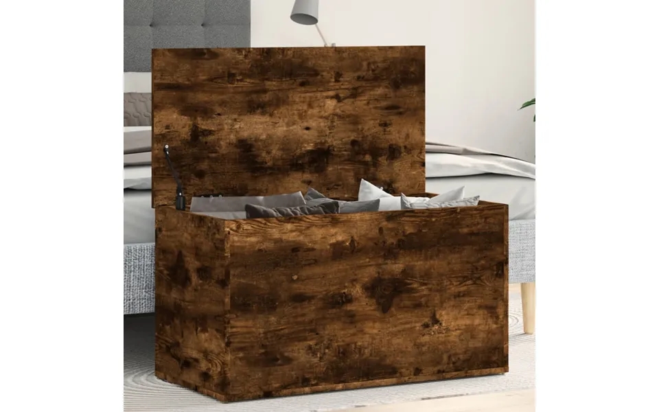 Vidaxl Opbevaringskiste 84x42x46 Cm Konstrueret Træ Røget Egetræsfarve