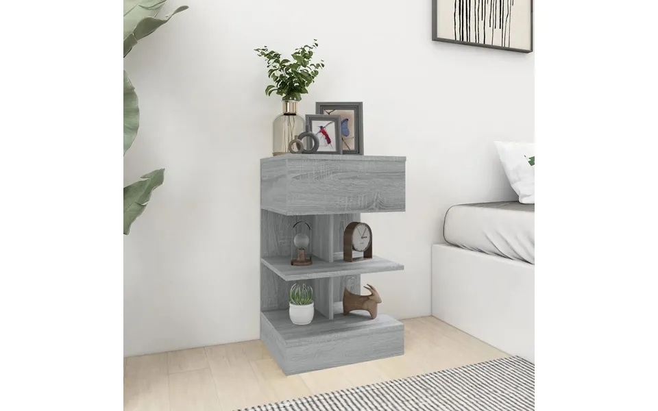 Vidaxl Sengeborde 2 Stk. 40x35x65 Cm Konstrueret Træ Grå Sonoma-eg