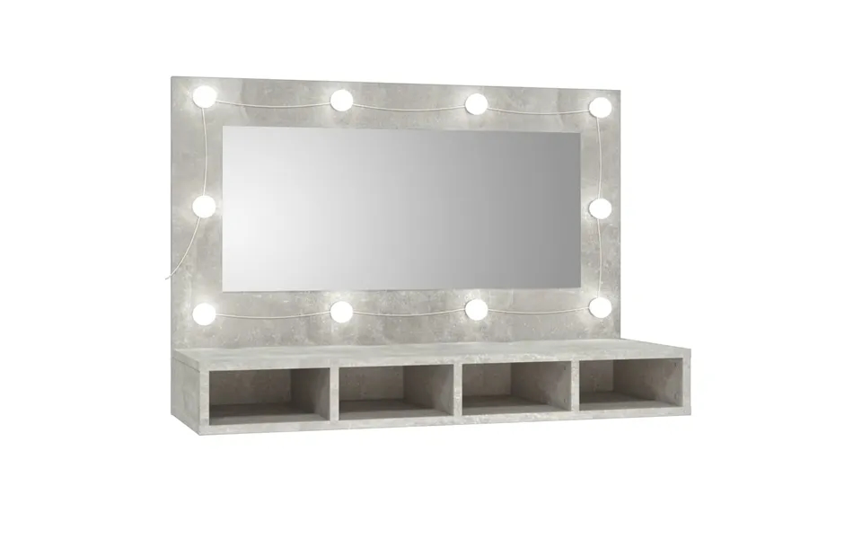 Vidaxl Spejlskab Med Led-lys 90x31,5x62 Cm Betongrå